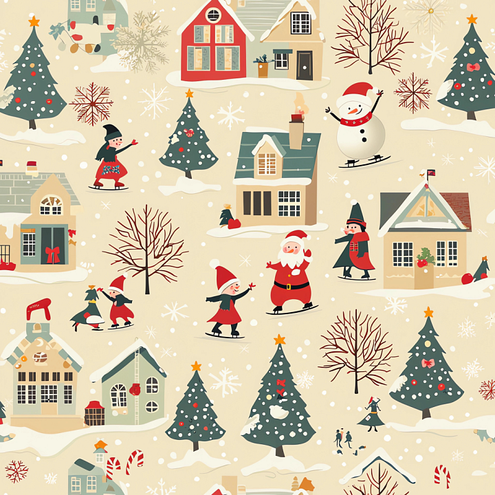 All Christmas Digital paper of Christmas Digital Paper with Festive Hou… seamless PBR texture preview