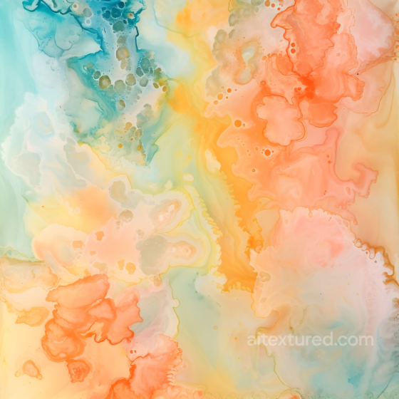 Alcohol Ink PBR Texture with Pastel Orange and Teal Fluid Marbling Alcohol ink texture preview