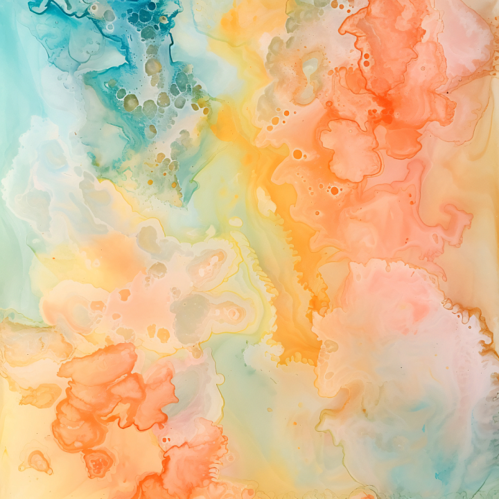 Alcohol Ink with Pastel Orange and Teal Fluid Marbling seamless PBR texture preview
