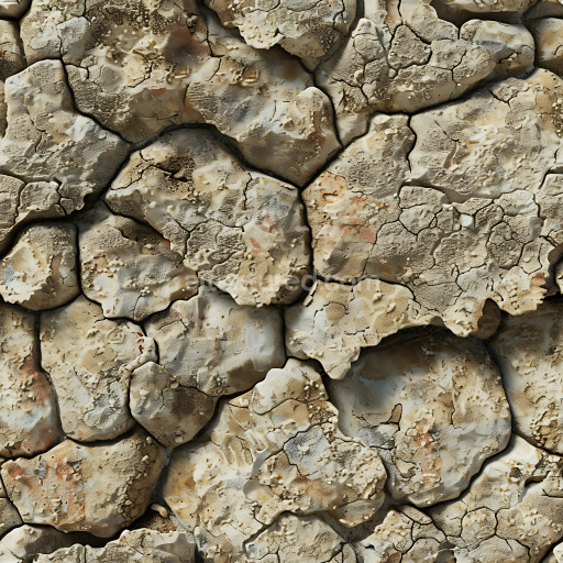 Seamless 3D Weathered Rocky Ground PBR Texture with Cracks and Natural Erosion