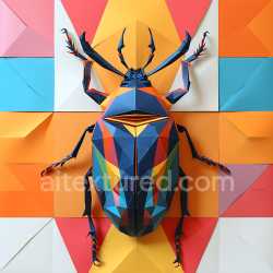 seamless Seamless 3D PBR Texture Featuring Vibrant Geometric Origami Beetle Pattern texture 8k free download PBR