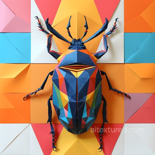 Animal - Seamless 3D PBR Texture Featuring Vibrant Geometric Origami Beetle Pattern texture preview