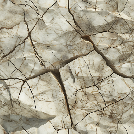 Seamless 3D PBR Texture of Cracked Beige Stone Wall with Natural Veins