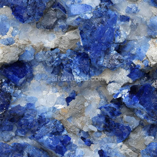 Seamless 3D PBR Texture of Raw Lapis Lazuli Stone with Deep Blue and White Crystal Structure