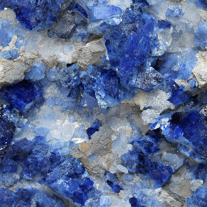Raw Lapis Lazuli Stone with Deep Blue and White Crystal Structure seamless PBR texture preview