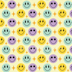 seamless Seamless 3D PBR texture of colorful happy face pattern with starry eyes texture 8k free download PBR
