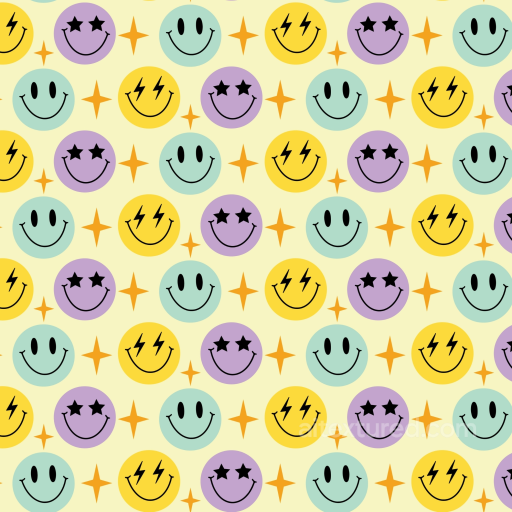 Of Colorful Happy Face Pattern With Starry Eyes seamless Happy Face pattern PBR texture