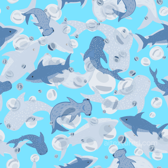 Featuring Cute Blue and Gray Sharks with Bubbles Baby Boy texture preview