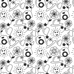 seamless Seamless 3D PBR Texture of Playful Black & White Doodles Pattern texture 8k free download PBR