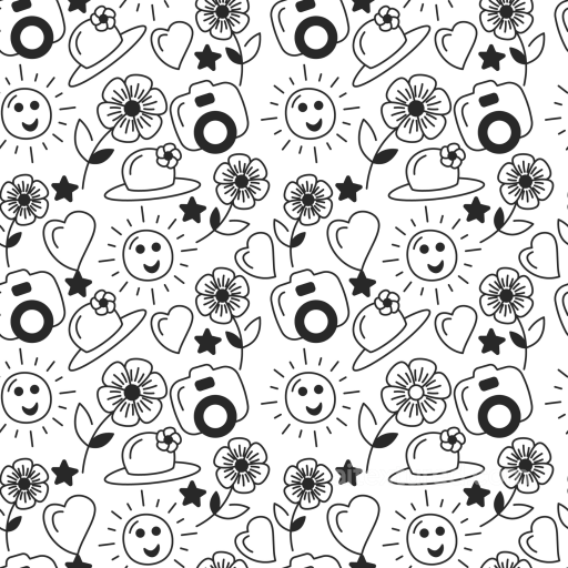 White & Black Texture of Playful Black & White Doodles Pattern seamless White & Black PBR texture