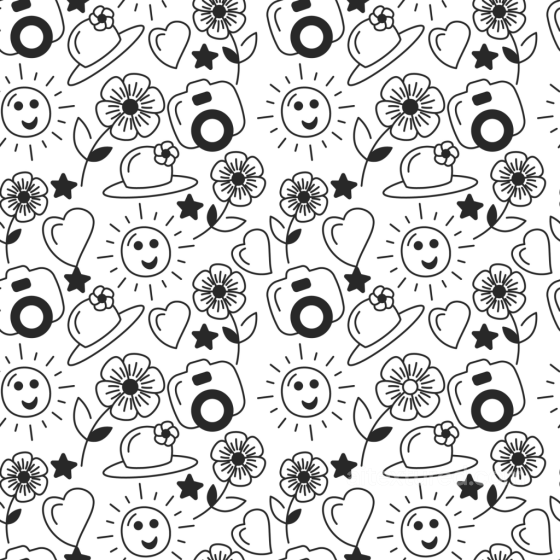 White & Black Texture of Playful Black & White Doodles Pattern White & Black texture preview