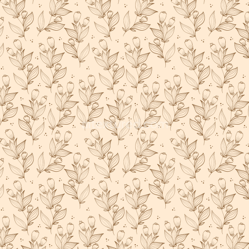 Seamless 3D PBR Texture Featuring Delicate Beige Floral Line Art Pattern