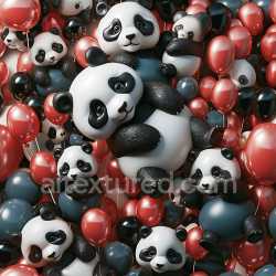 seamless Seamless 3D Inflated PBR Texture Featuring Black-White Vinyl Pandas & Glossy Balloons texture 8k free download PBR