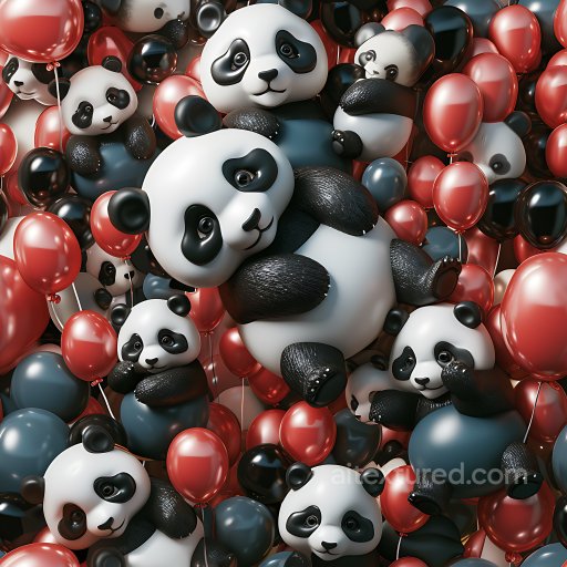 Inflated Panda Plush and Glossy Balloon PBR Texture in Red, Black, and White seamless Inflated PBR texture
