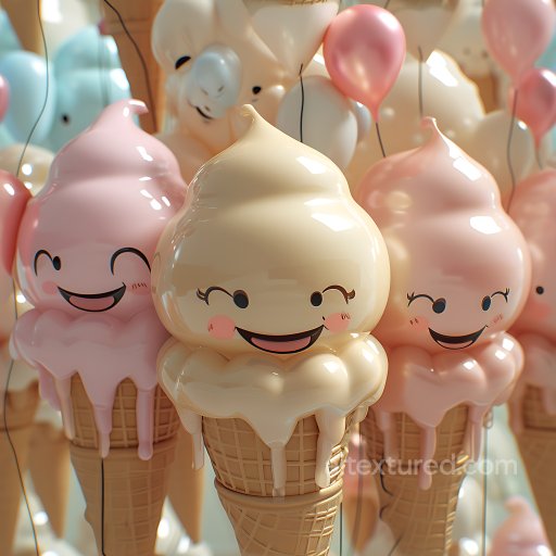 Inflated Glossy Vinyl Popcorn Texture in Pink and Cream seamless Inflated PBR texture