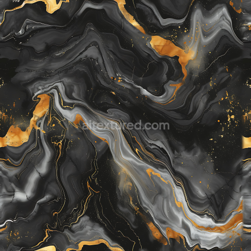 Preview — Seamless 3D Black Marble PBR Texture Featuring Dramatic Gold Vein Patterns