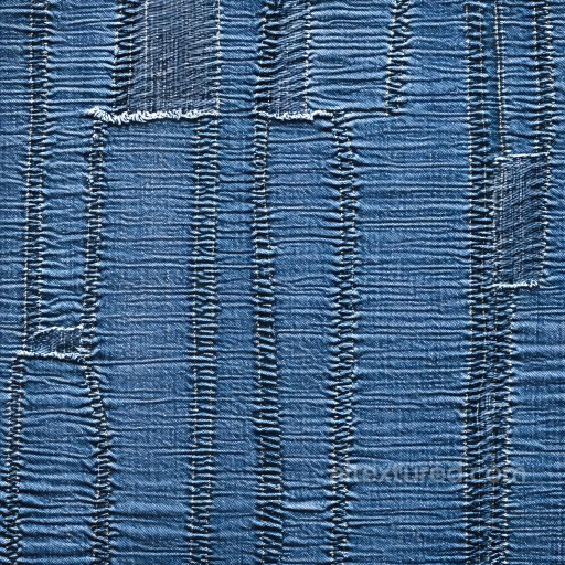 Cracked and Torn Blue Denim PBR Texture with Distressed Fibers seamless Denim jeans PBR texture