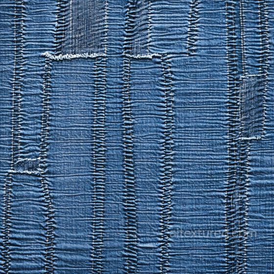 Cracked and Torn Blue Denim PBR Texture with Distressed Fibers Denim jeans texture preview