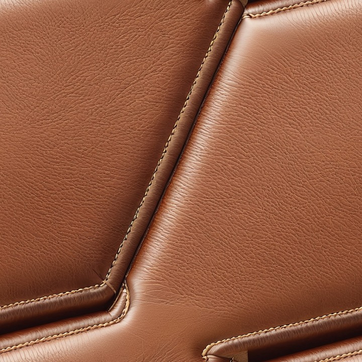 Brown Leather Upholstery with Detailed Stitching and Soft Grain seamless PBR texture preview