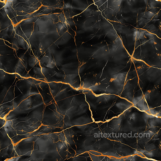 Black Marble PBR Texture Featuring Polished Surface and Gold Veins seamless Marble PBR texture
