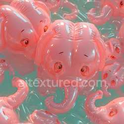 seamless Seamless 3D Inflated PBR Texture of Translucent Pink Balloon Elephants texture 8k free download PBR