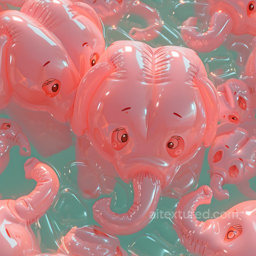 Inflated Pink Elephant Vinyl PBR Texture with Glossy Puffy Surface seamless Inflated PBR texture