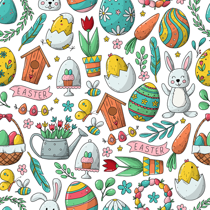 All Easter Digital paper of Colorful Cute Easter Digital Paper Illustra… seamless PBR texture preview