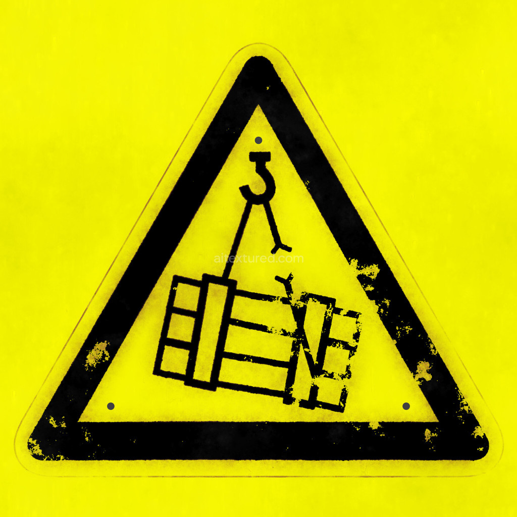 Seamless PBR sign texture with warning symbol