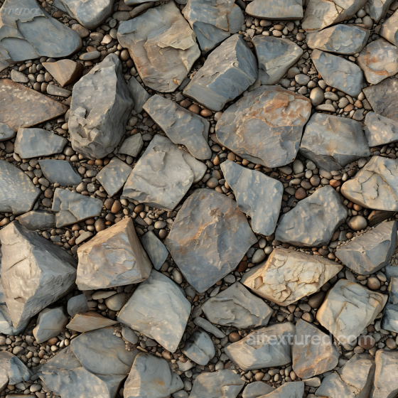 Rough Rocky Ground PBR Texture with Medium Rocks and Pebble Fill Stone texture preview
