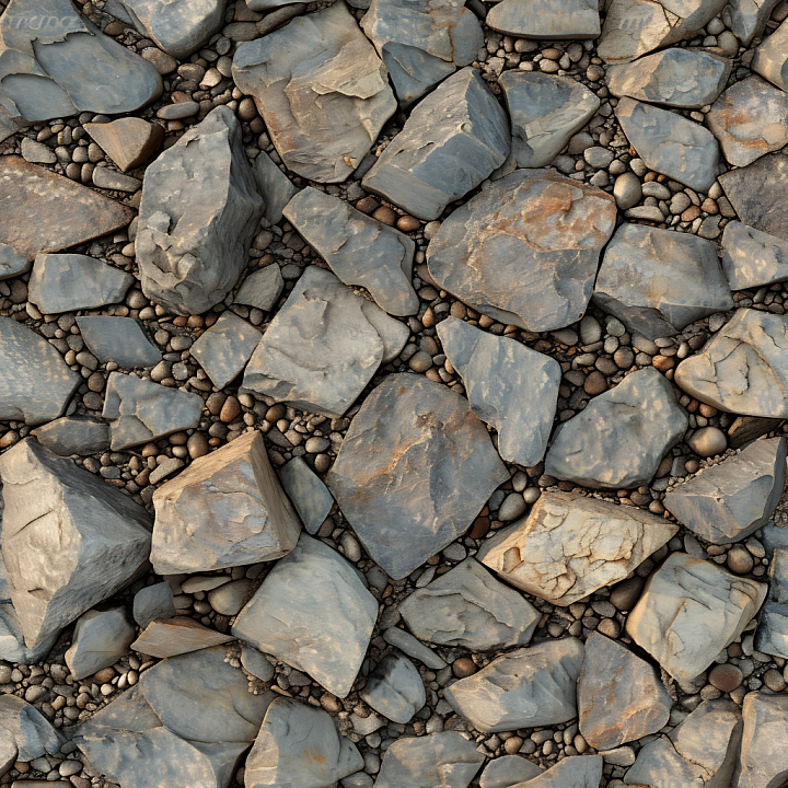 Rough Rocky Ground with Medium Rocks and Pebble Fill seamless PBR texture preview