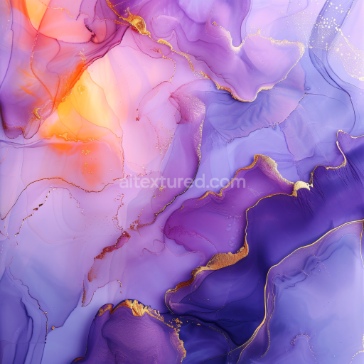 Preview — Seamless 3D Alcohol Ink PBR Texture Featuring Violet Hues and Gold Veining