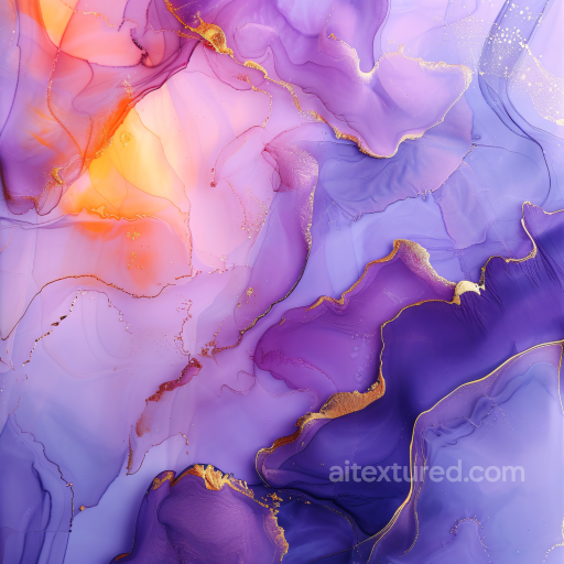 Alcohol Ink PBR Texture Featuring Violet Hues and Gold Veining texture preview
