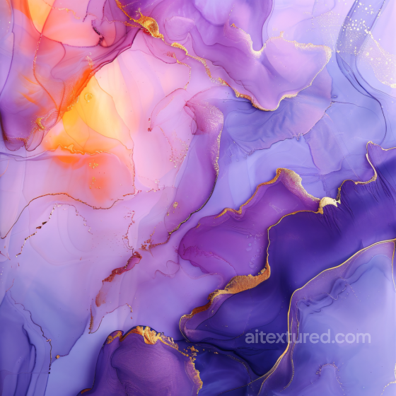 Alcohol Ink PBR Texture Featuring Violet Hues and Gold Veining Alcohol ink texture preview