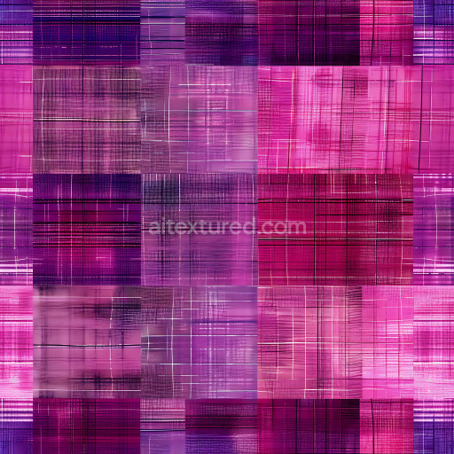 Seamless 3D PBR Plaid Fabric Texture in Pink and Purple Tones with Woven Pattern