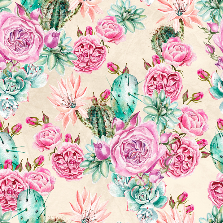 Floral Watercolor Pattern in Pastel Colors seamless PBR texture preview