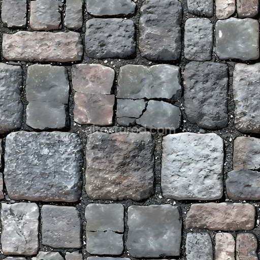 Preview — Seamless 3D Weathered Cobblestone Street PBR Texture in Cool Grays and Earthy Tones