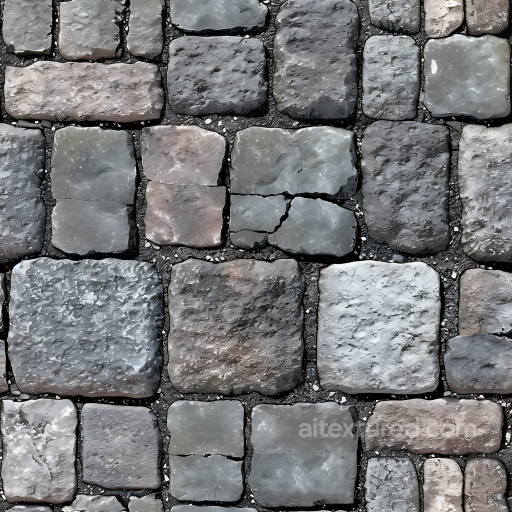 Weathered Cobblestone Street PBR Texture in Cool Grays and Earthy Tones seamless Stone PBR texture
