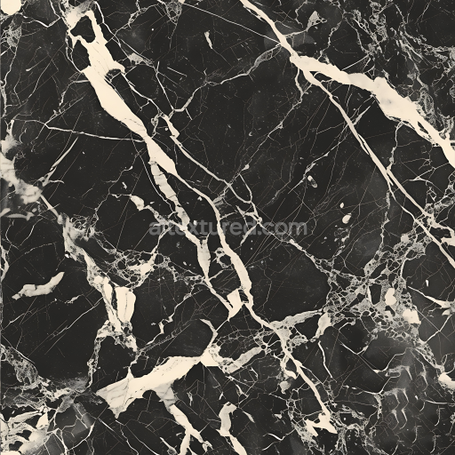 Seamless 3D Black Marble PBR Texture Featuring Bold White Veins