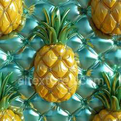seamless Seamless 3D Inflated Pineapple-Shaped Vinyl Panels PBR Texture in Glossy Yellow and Teal texture 8k free download PBR