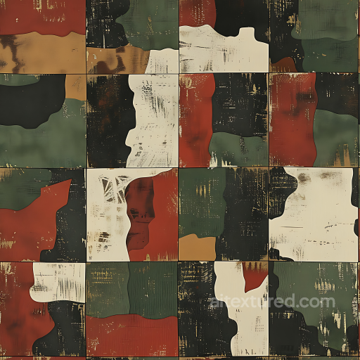 Vintage Woodland Camouflage PBR Texture with Distressed Color Blocks seamless Color Camouflage PBR texture