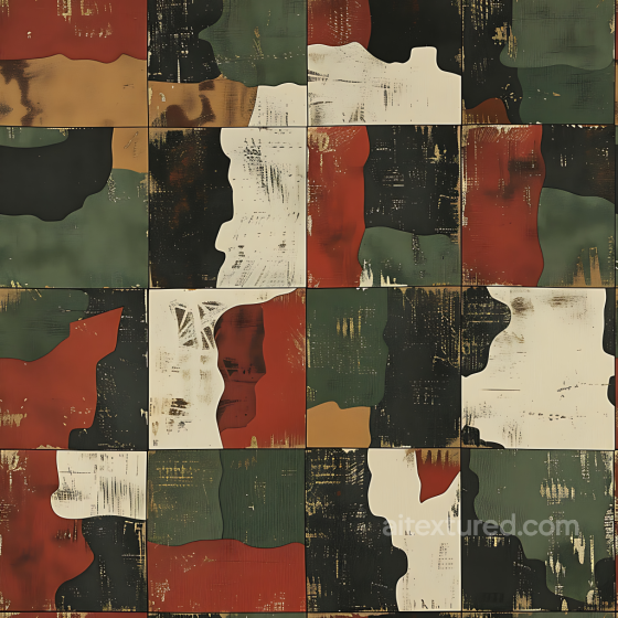 Vintage Woodland Camouflage PBR Texture with Distressed Color Blocks Color Camouflage texture preview