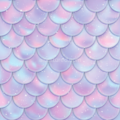 Seamless 3D PBR Pastel Mermaid Scale Texture with Sparkling Accents