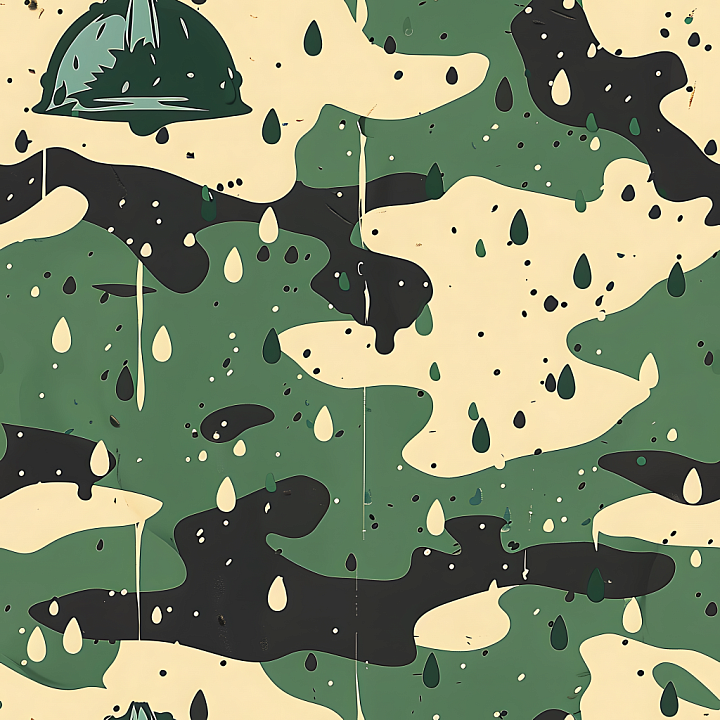 Jungle Camouflage with Organic Paint Splatter Pattern seamless PBR texture preview