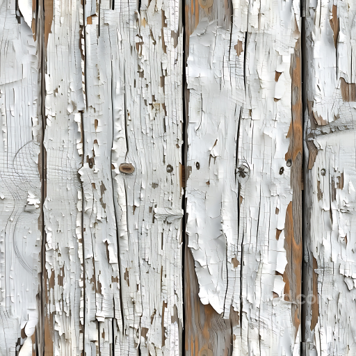 Weathered White Painted Wood Planks PBR Texture with Peeling Paint and Natural Grain seamless Wood PBR texture