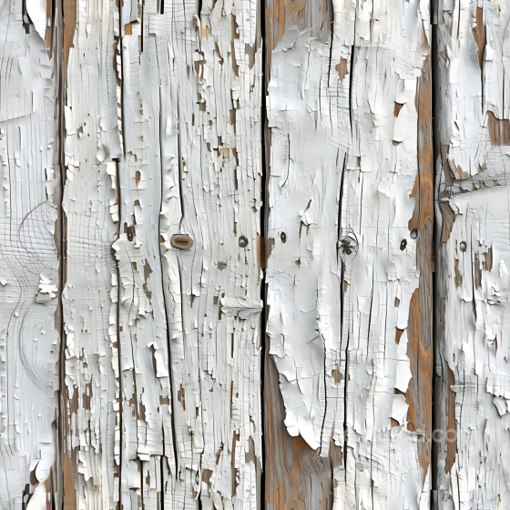 Weathered White Painted Wood Planks PBR Texture with Peeling Paint and Natural Grain Wood texture preview