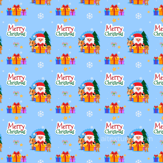 with Festive Cartoon Santa and Gift Pattern Christmas Holiday texture preview