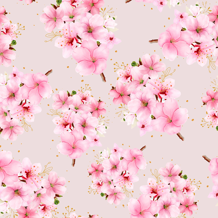 Featuring Soft Pink Watercolor Cherry Blossoms seamless PBR texture preview