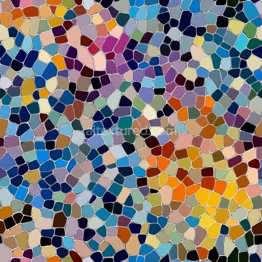 Seamless 3D Mosaic PBR Texture of Colorful Irregular Pottery Shards with Glossy Finish texture preview