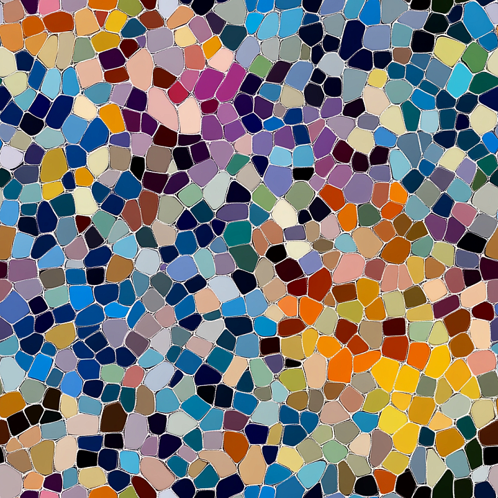 Mosaic of Colorful Irregular Pottery Shards with Glossy Finish seamless PBR texture preview