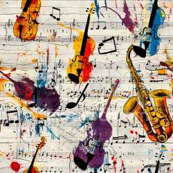 seamless Seamless 3D PBR texture with colorful musical graffiti and splattered paint texture 8k free download PBR